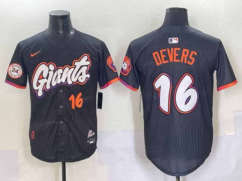 Men 2025 San Francisco Giants #16 Devers Black Joint Name Nike MLB Jersey style 7->san francisco giants->MLB Jersey